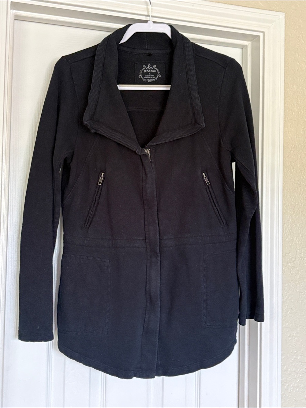Prana Black Zip-Front Sweatshirt/Jacket